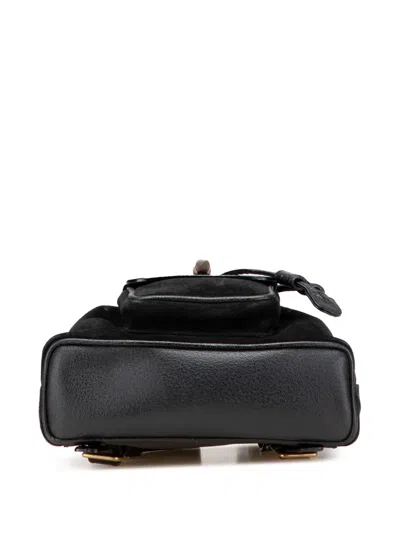 Pre-owned Gucci 2000-2015 Suede Bamboo Backpack In Black