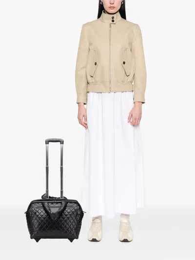 Pre-owned Chanel 2009-2010 Quilted Nylon Coco Cocoon Trolley Rolling Case Travel Bag In Black