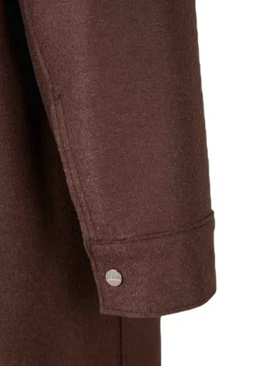 Herno Wool Snap-button Coat In Brown