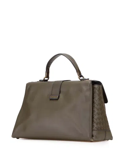 Pre-owned Bottega Veneta 2012-2025 Medium Intrecciato Trimmed Nappa Piazza Satchel