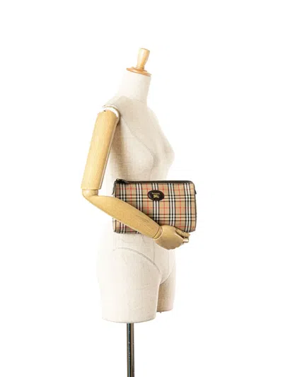 Pre-owned Burberry 20th Century Haymarket Check Canvas Clutch Bag
