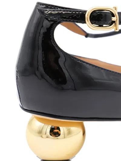 Ferragamo Round Toe T-bar Strap Gold Heel
