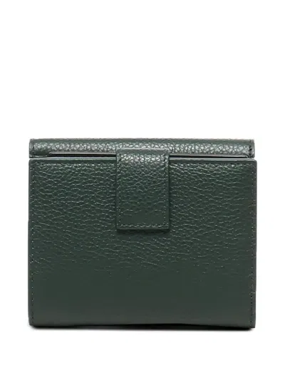 Ferragamo Gancini-plaque Calfskin Wallet In Green