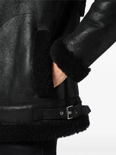 Philipp Plein Shearling Biker Jacket In Black