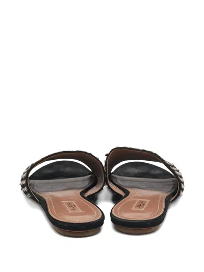 Pre-owned Alaïa Suede Slides In Black