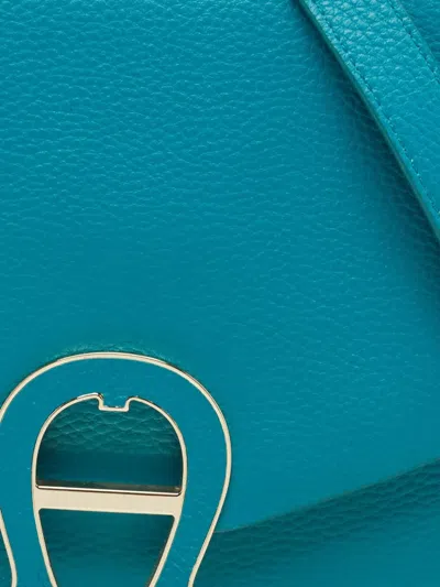 Pre-owned Aigner Vintage Leather Crossbody Bag In Blue