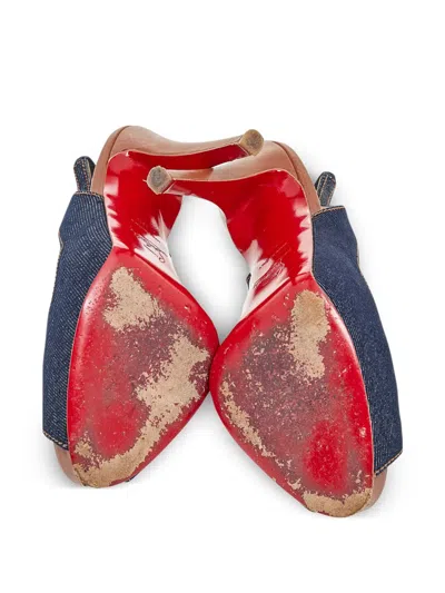 Pre-owned Christian Louboutin 115mm Denim Heeled Sandals