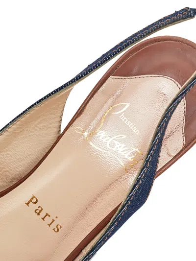 Pre-owned Christian Louboutin 115mm Denim Heeled Sandals