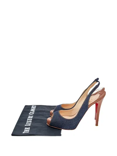 Pre-owned Christian Louboutin 115mm Denim Heeled Sandals