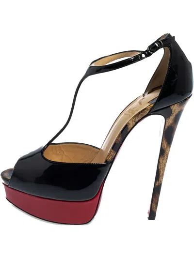 Pre-owned Christian Louboutin Jilopa Patent Leather Platform T-strap Sandals