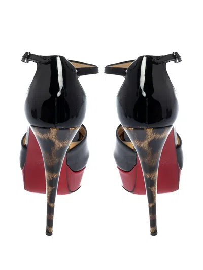 Pre-owned Christian Louboutin Jilopa Patent Leather Platform T-strap Sandals