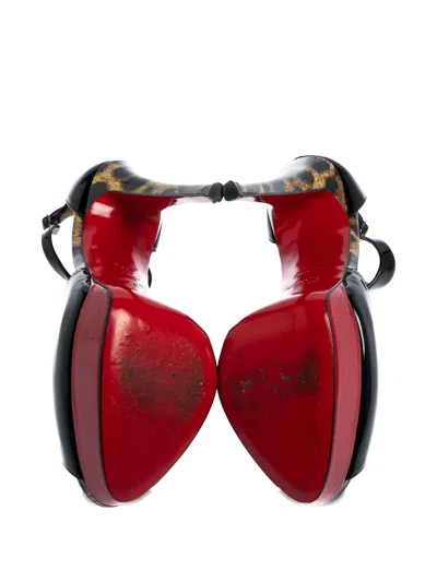 Pre-owned Christian Louboutin Jilopa Patent Leather Platform T-strap Sandals