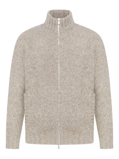 Brunello Cucinelli High-neck Zip-up Cardigan In Gray