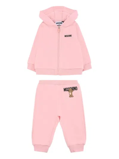Moschino Teddy-print Tracksuit In Pink