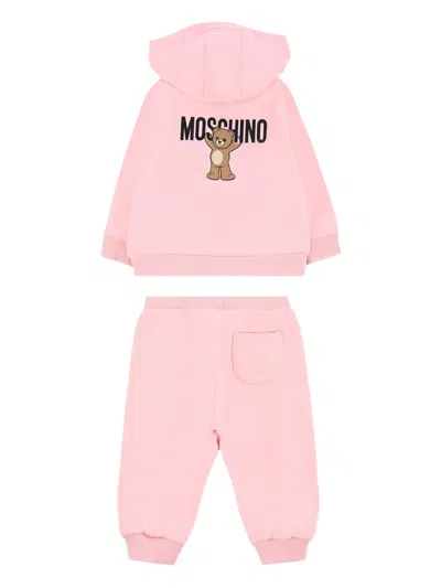 Moschino Teddy-print Tracksuit In Pink