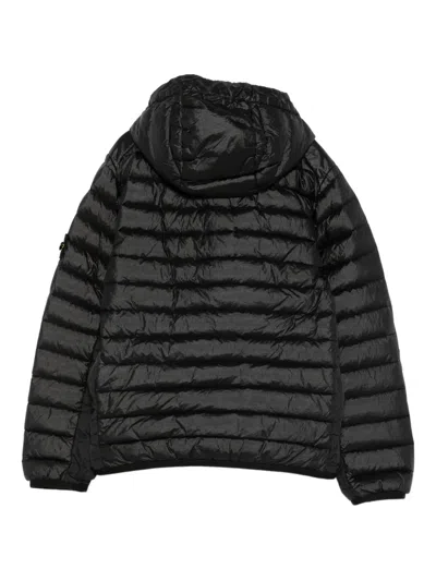 Stone Island Hooded Quilted Jacket In Black