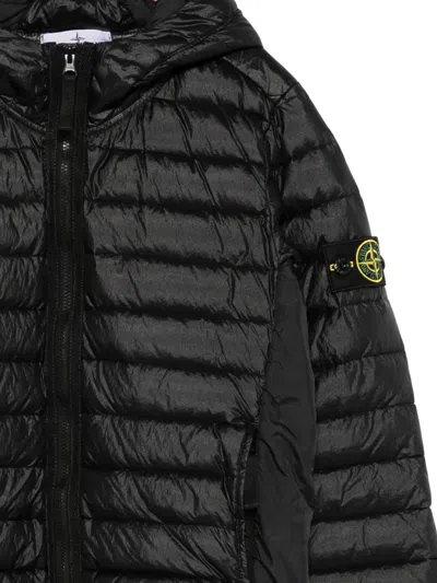 Stone Island Hooded Quilted Jacket In Black