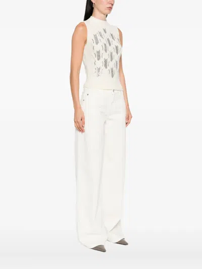 Ermanno Scervino Rhinestone-embellished Sleeveless Top In White