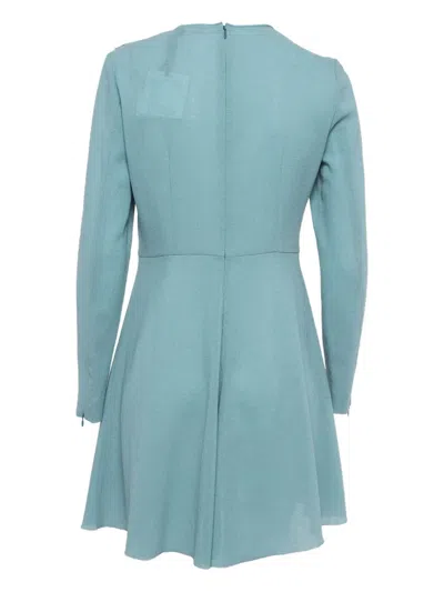 Pre-owned Valentino Wool Ruffled Dress In Blue
