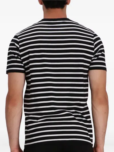 Karl Lagerfeld Striped Embroidered T-shirt In Multi