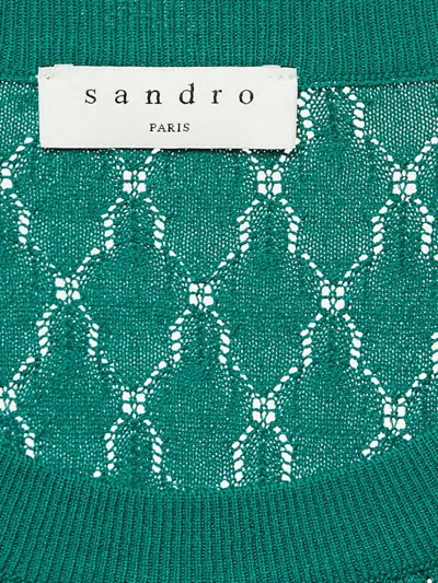 Pre-owned Sandro Lace-detailing Top In Green