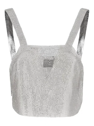 Santa Milano Embellished Chainmail Top In Gray