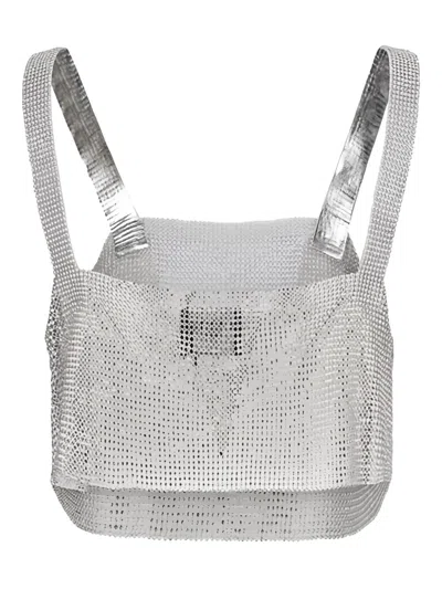 Santa Milano Embellished Chainmail Top In Gray