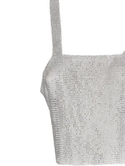 Santa Milano Embellished Chainmail Top In Gray