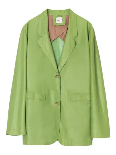 Alysi Single Breasted Long Sleeved Blazer In Green