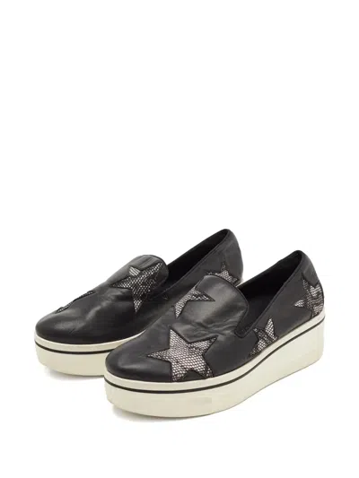 Pre-owned Stella Mccartney Star Platform Sneakers In Black