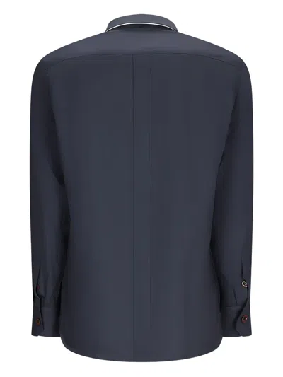 Pt Torino Double-pocket Button-down Shirt In Blue