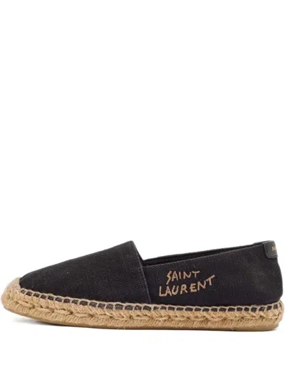 Pre-owned Saint Laurent Logo-embroidered Canvas Espadrilles