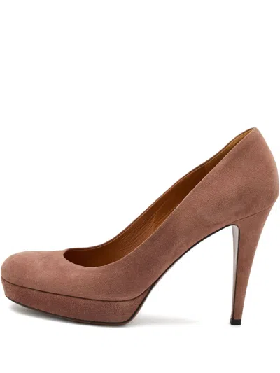 Pre-owned Gucci 115mm Suede Platform Pumps
