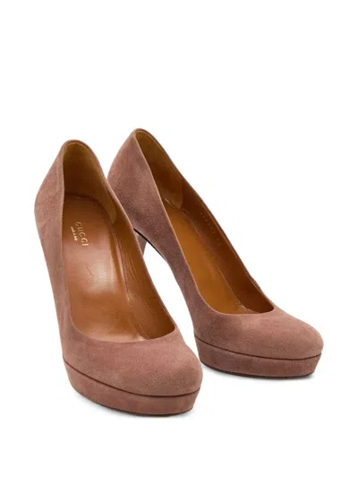Pre-owned Gucci 115mm Suede Platform Pumps