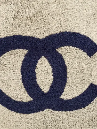 Pre-owned Chanel Cc Terry-cloth Tote Bag In Neutral