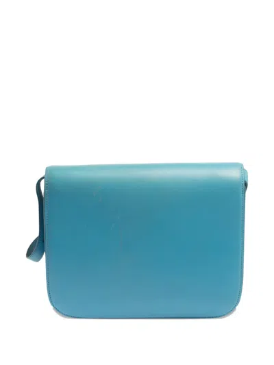 Pre-owned Celine Classic Box Leather Shoulder Bag In Blue
