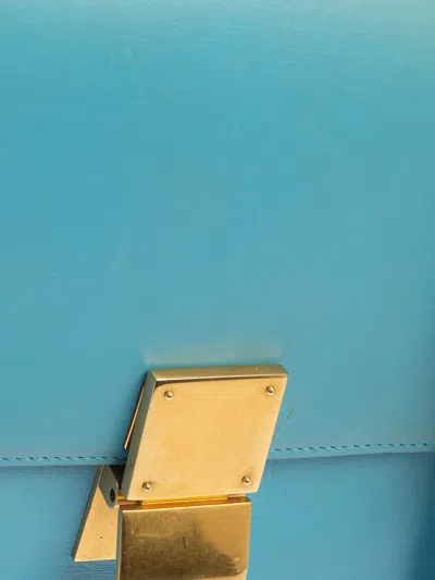Pre-owned Celine Classic Box Leather Shoulder Bag In Blue