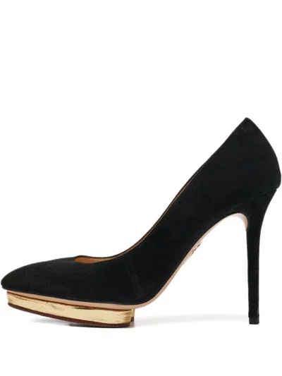 Pre-owned Charlotte Olympia 110mm Debbie Platform Suede Pumps