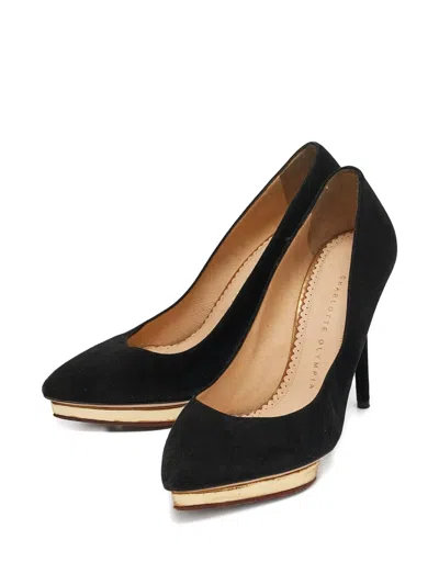 Pre-owned Charlotte Olympia 110mm Debbie Platform Suede Pumps