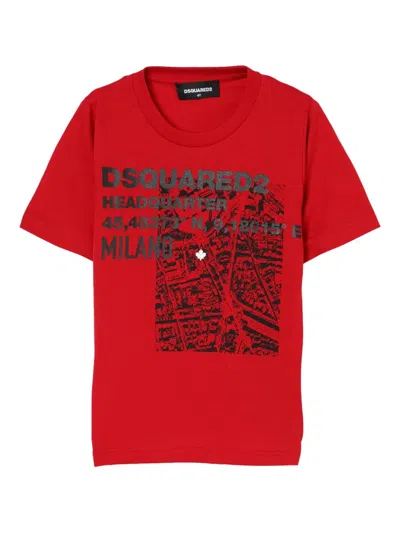 Dsquared2 Graphic-print T-shirt In Red