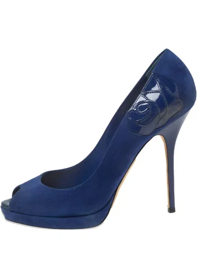 Pre-owned Dior 100mm Platform Heeled Pumps In Blue