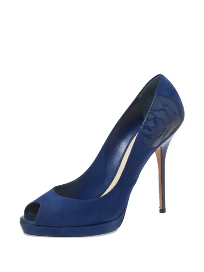 Pre-owned Dior 100mm Platform Heeled Pumps In Blue