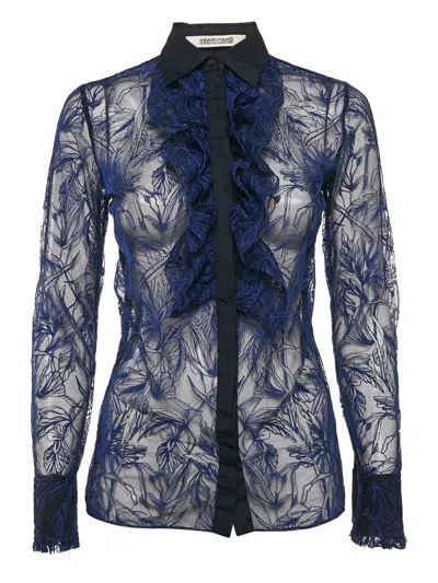 Pre-owned Roberto Cavalli Vintage  Embroidery Frill Shirt