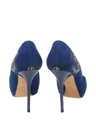 Pre-owned Dior 100mm Platform Heeled Pumps In Blue