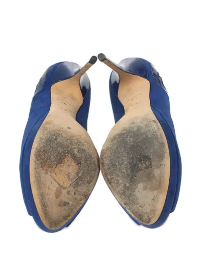 Pre-owned Dior 100mm Platform Heeled Pumps In Blue