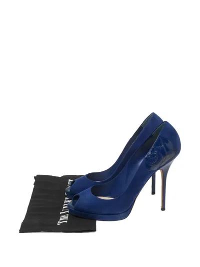 Pre-owned Dior 100mm Platform Heeled Pumps In Blue