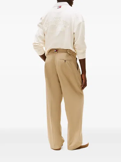 Tommy Hilfiger Pleated Belted Trousers In Neutral