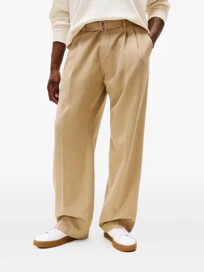 Tommy Hilfiger Pleated Belted Trousers In Neutral