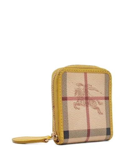 Pre-owned Burberry Checked Wallet In Neutral