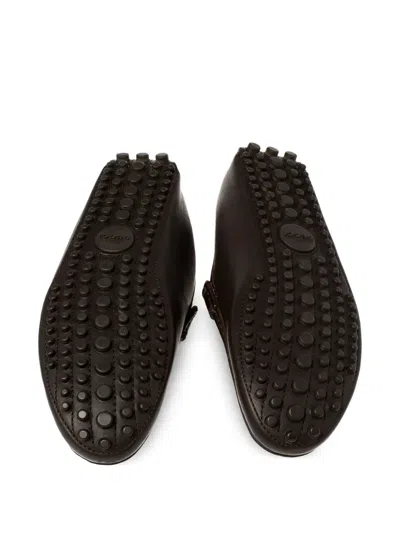 Pre-owned Gucci Leather Loafers In Brown
